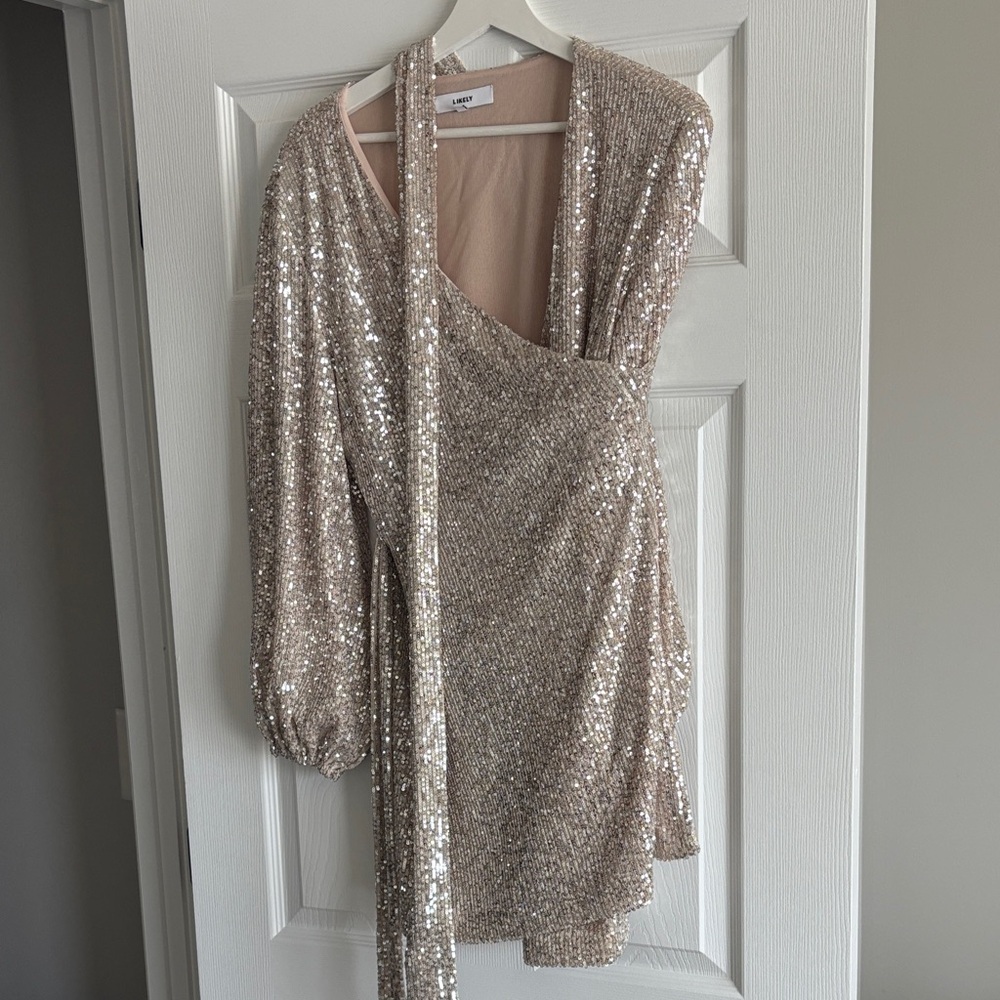 Likely Beige Sequin Dress